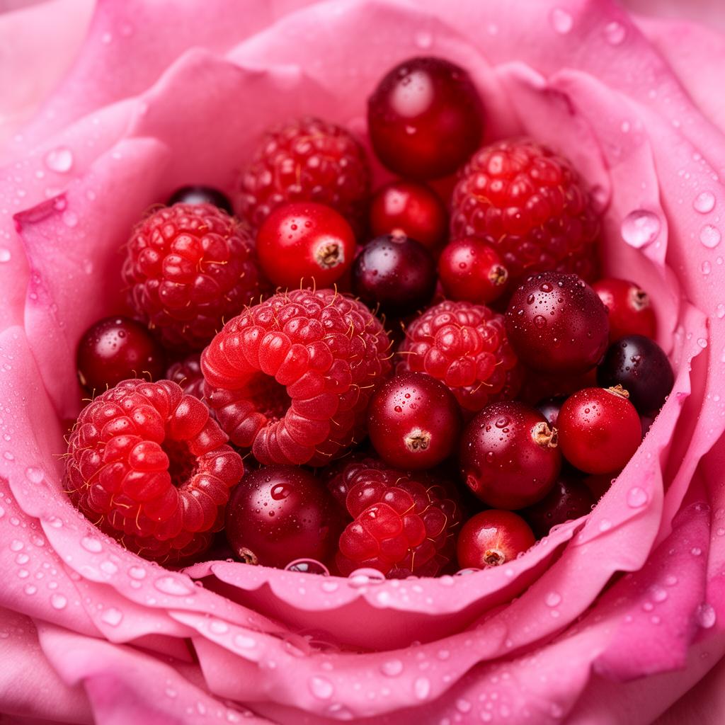 Raspberries and cranberries